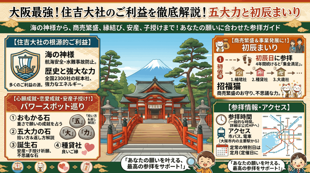 大阪最強住吉大社のご利益を徹底解説！五大力と初辰まいり