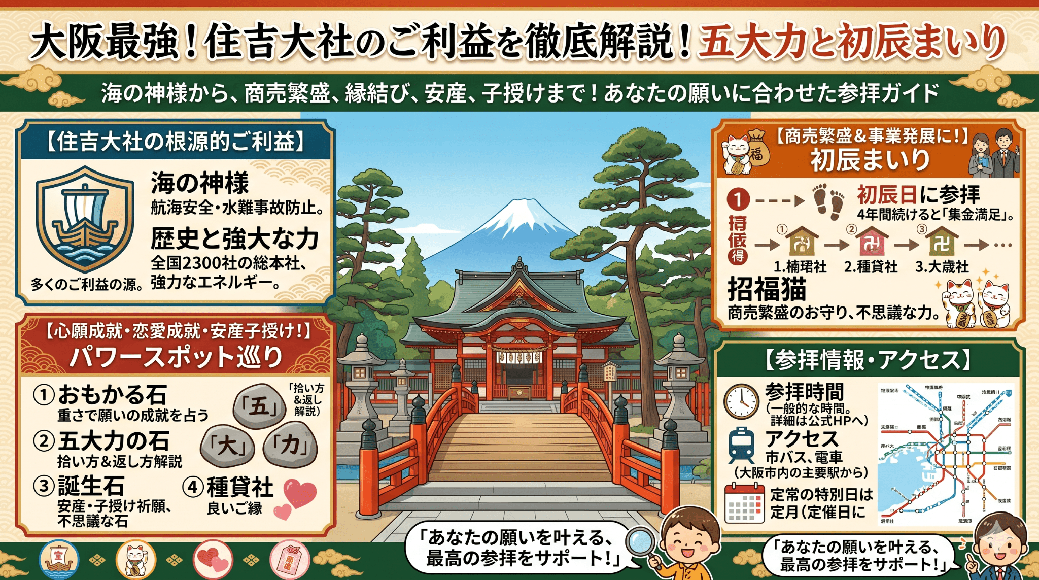 大阪最強住吉大社のご利益を徹底解説！五大力と初辰まいり