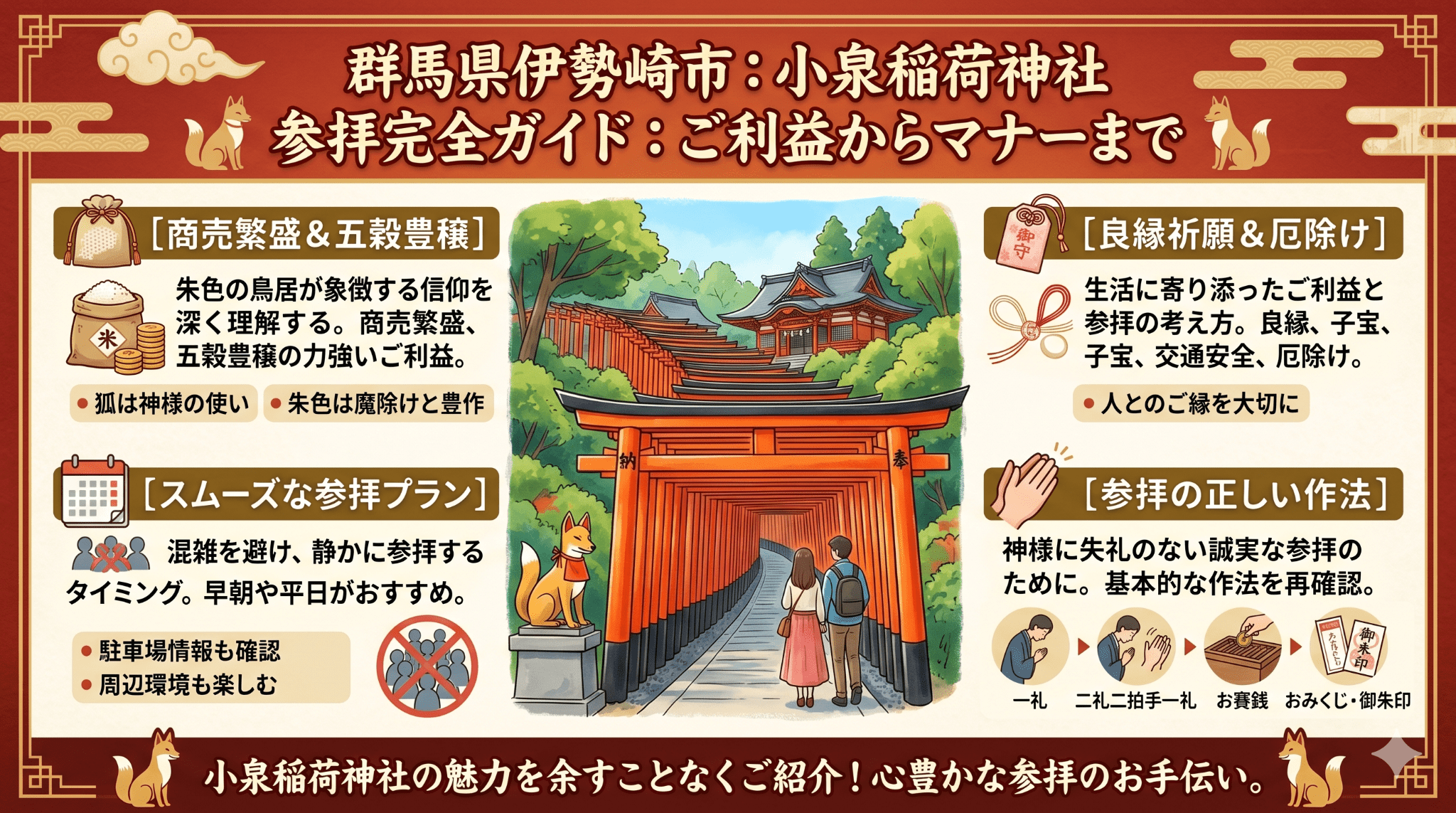 小泉稲荷神社のご利益は？連なる鳥居が呼ぶ商売繁盛と正しい参拝作法の秘密