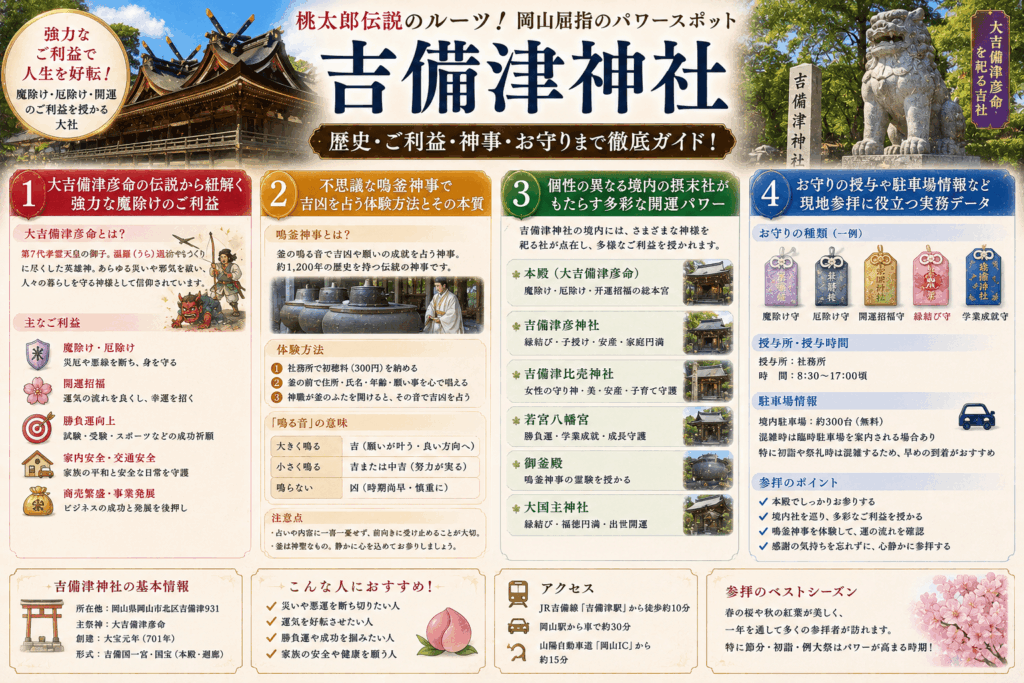 吉備津神社のご利益完全ガイド！お守りや鳴釜神事も徹底解説