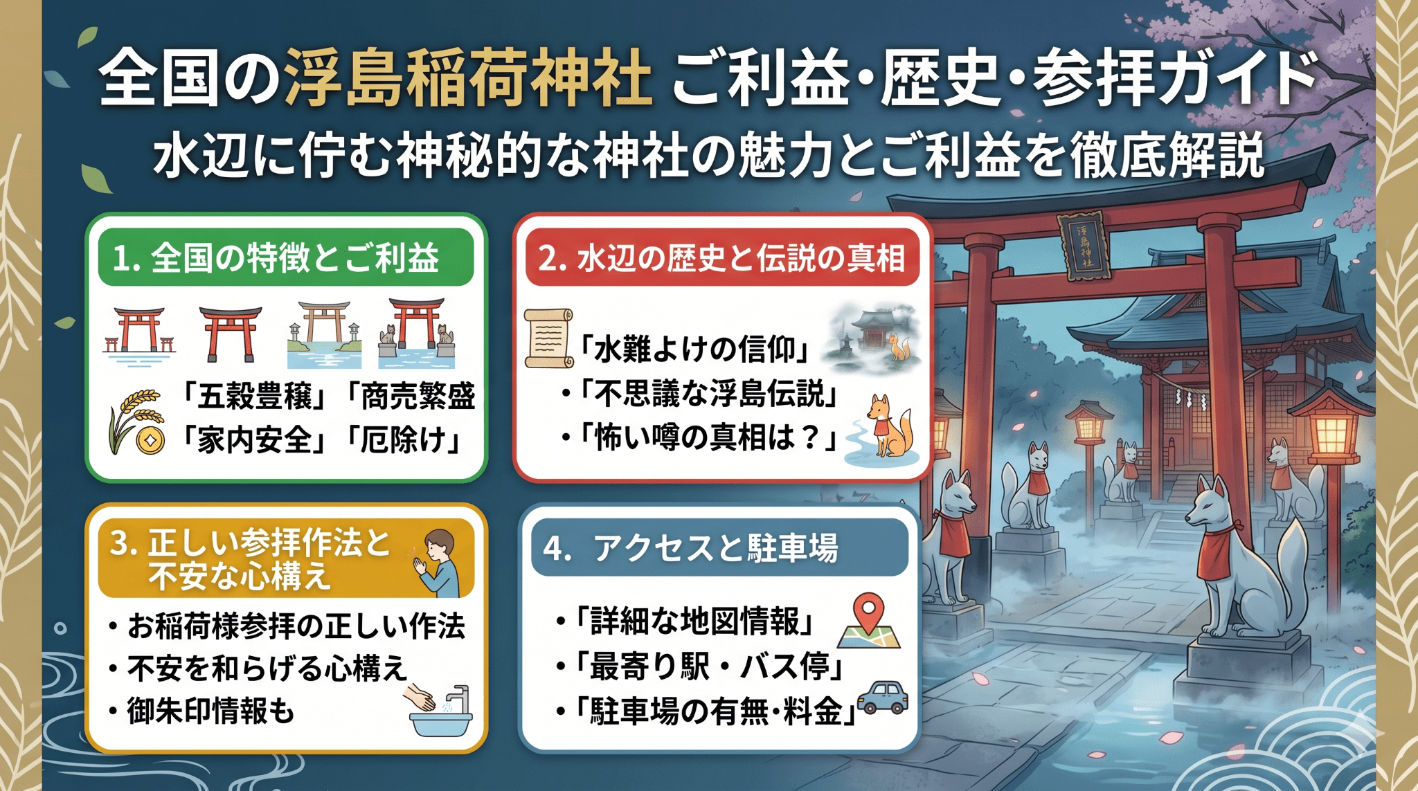 浮島稲荷神社のご利益を徹底解説！全国の由緒や怖い伝説も