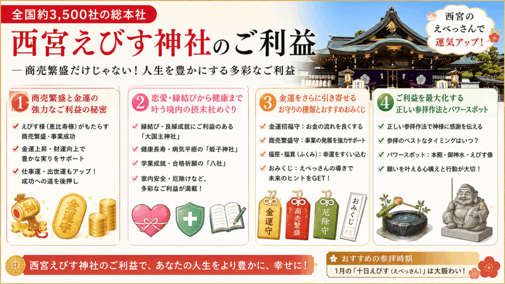 西宮えびす神社のご利益を徹底紹介！金運・お守り・正しい参拝方法